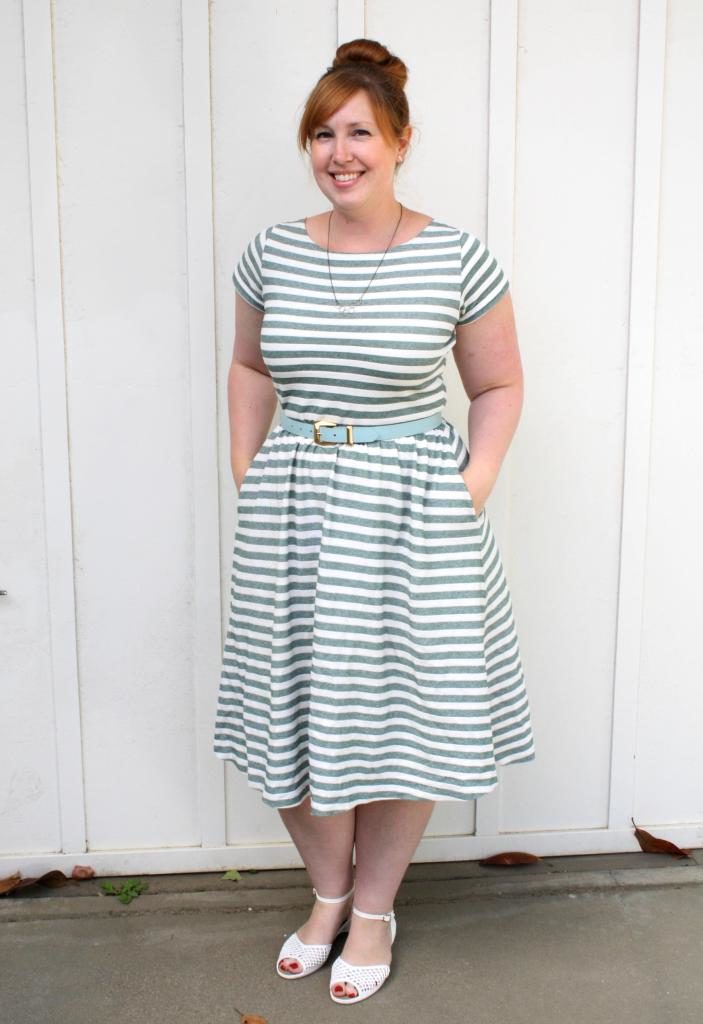 Striped Moneta Dress Mint Green Sewing Machine