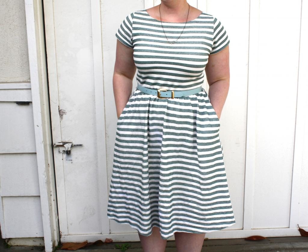 Striped Moneta Dress Mint Green Sewing Machine