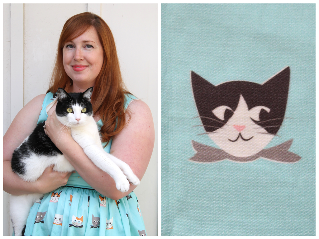 Cat Lady Sewing Challenge Dress Spoonflower Mint Green Sewing Machine