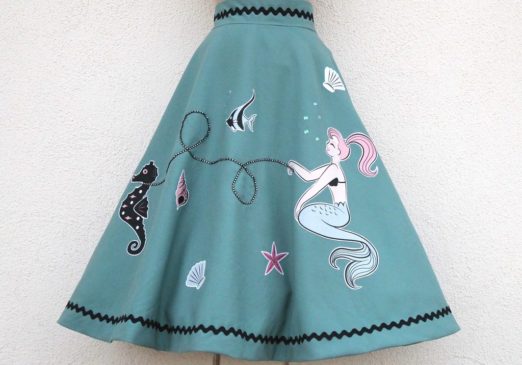 Retro Mermaid Applique Skirt Mint Green Sewing Machine Blog