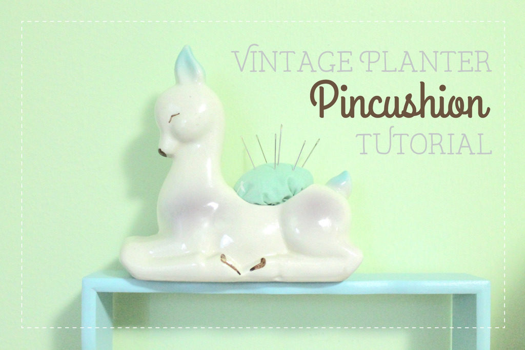 Vintage Ceramic Planter Pincushion Tutorial Mint Green Sewing Machine