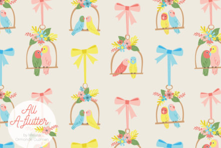 Melissa Ormonde Guzman Surface Pattern Design All Aflutter Lovebirds Fabric